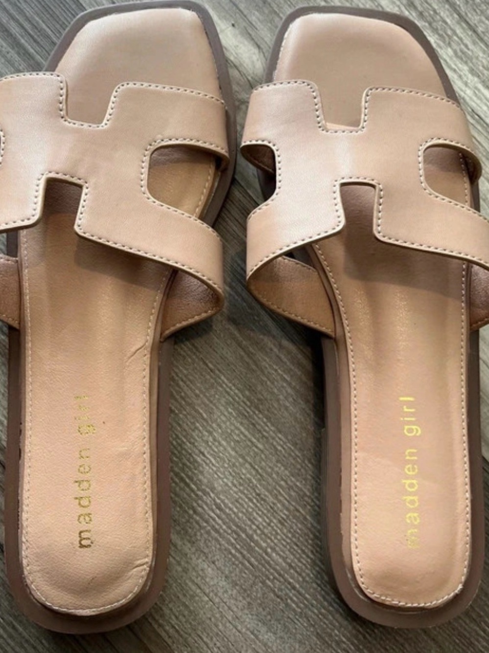 madden girl Nude Slide Sandals